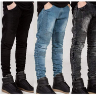 SIM Men Jeans Runway Slim Racer Biker Jeans Fashion Hiphop Skinny Jeans