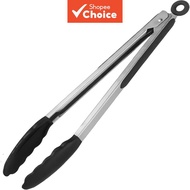 Kitchen Bbq Tongs - Heavy Duty Stainless Steel, Locking, Heat-resistant Non-stick Silicone Tips - 9 