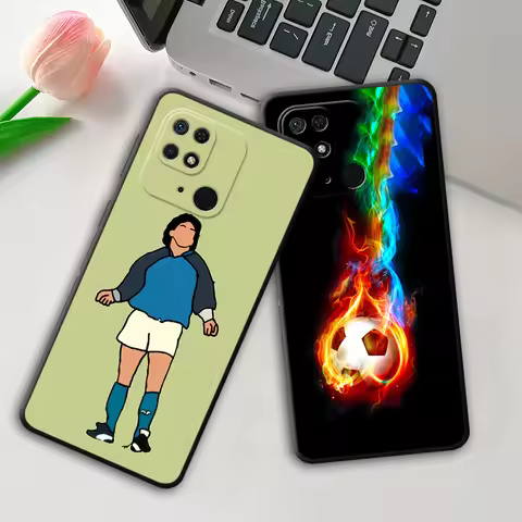 Football Star Digital Black Soft Shell Phone Case for Redmi 12C A2+ 13C 9T 14C 9A A3X A1+ 9C A3 K40 