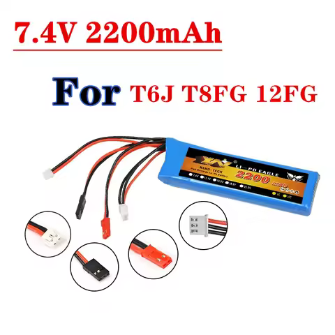 For Transmitter 2S 7.4V 2200mah Lipo Battery For Futaba T6J T8FG 12FG Transmitter Accessories RC Dro