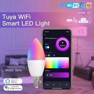 WiFi Smart LED Light Bulb 6W E14 Candle Lamp 16Million RGBCCT 2700-6500K Dimmable Candelabra Light T