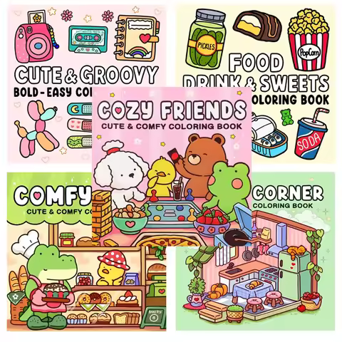 Cozy Friends Coloring Book for Adults Teens Featuring Adorable Creatures in Cozy Hygge Moments for R