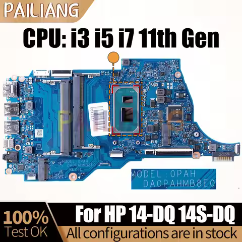 For HP 14-DQ 14S-DQ Laptop Mainboard DA0PAHMB8E0 i3 i5 i7 11th Gen M20693-601 M20689-601Notebook Mot