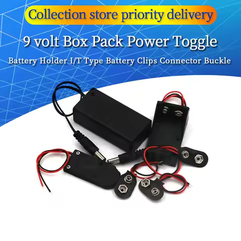 1PCS 9 volt Box Pack Power Toggle Black 9V Battery Holder I/T Type Battery Clips Connector Buckle wi