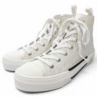 Mint condition □ DIOR Homme B23 Rubber Oblique Pattern Lace-up High-Top Sneakers White CLEAR 43 Made