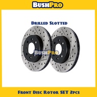 Front Disc Rotor 2pcs Drilled Slotted Standard Size Honda City T9A GM6 14-19 Jazz GK 262MM