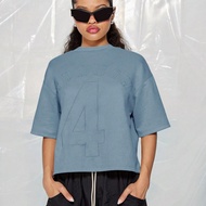 Oversized Boxy Number 4 Logo Embossed Short Sleeve Casual Streetwear Comfy Everyday T Shirt Aestheti