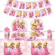 OP3 Mario Peach Princess Birthday themed party decoation Paper Plate Towels Tablecloth Banner PO3
