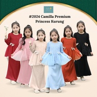 Baju Kurung Budak Hari Raya Camilla Premium Princess Kurung Raya 2024 Baby Girl Perempuan Lace Sulam Moden Oren Brick