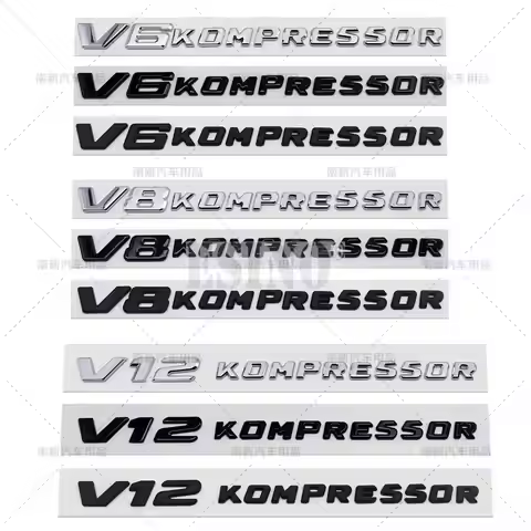 Car Styling V6 V8 V12 Kompressor 3D ABS Chrome Emblem Car Badge Sticker Decal Auto Accessory for Mer