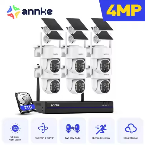 ANNKE 4MP Wireless surveillance system 16CH NVR wifi surveillance camera kit Audio Battery solar sur