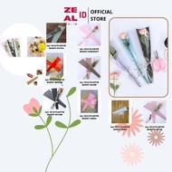 MAWAR ZEAL-ID - 1pc Plastic Rose Flower 1 stalk (retail per sheet) Plastic Wrapping/ for Mini Rose B