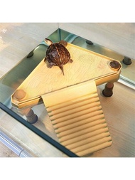 1入組烏龜曬太陽平台多功能烏龜日光浴露台坡道和浮動休息床，適用於爬行動物水族館玻璃箱