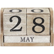 Wooden Perpetual Block Calendar for Desk, Wood Month Date Display Blocks for Teachers, Students, Cla