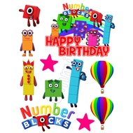 Happy Birthday Topper Cake Cartoon NUMBERBLOCK (CUSTOM NAME)