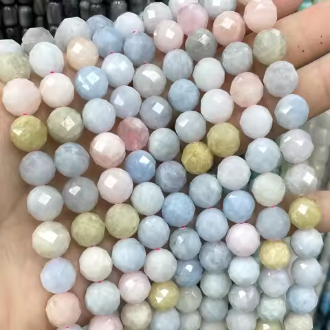 Natural Stone Faceted Citrine Labradorite Garnet Emerald Rose Quartz Round Spacer Beads For Jewelry 
