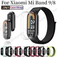 nylon Strap+TPU case for Xiaomi Mi Band 9 strap，mi band 8 strap，mi band 9 protector case，mi band 8 c