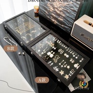 Glass Transparent Jewelry Storage Ear Box Nail Ring Jewelry Necklace Earrings Earrings Flannel Watch