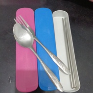 Stainless steel cutlery set, spoon, fork, chopsticks. travel cutlery set