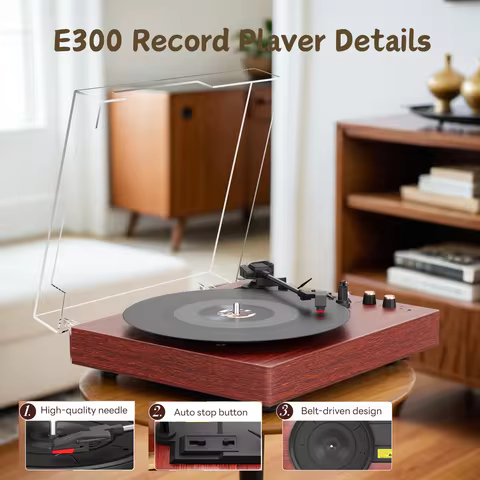 MAIO Record Player Bluetooth Vintage Audio Turntables 3-Speed 33/45/78RPM Vinyl Spinner with Speaker