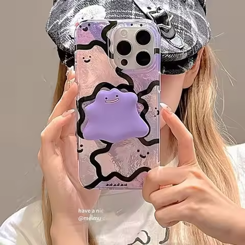 3D Cute Purple Ghost New Phone Case for Samsung Galaxy S25 S24 S23 Ultra Plus 5G S21 FE Feather Text