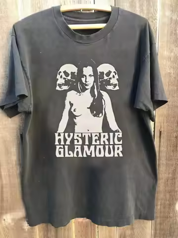 Hysteric Glamour Skull Basic Style Charcoal Unisex T shirt Summer Men's and Women's Loose and Breath