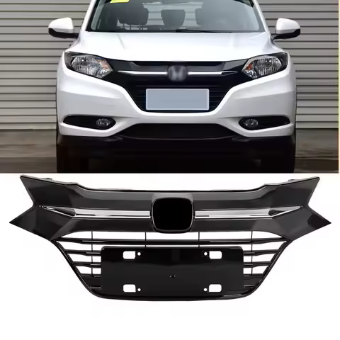 For 2015 2016 2017 2018 Honda HRV HR-V Racing Grills Front Bumper Grille Chrome Plastic Honeycomb Ho