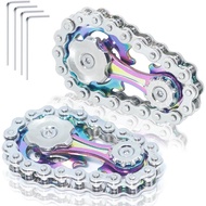 2 Pack Classic Silver Bike Chain Metal Fidget Spinners for Adults & Teen & Kids 8-12, Cool Gadgets O