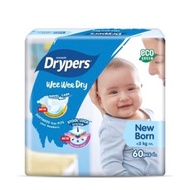 NEWBORN 60PCS Drypers Wee Wee Dry Newborn Diaper Newborn Drypers Bayi Baru Lahir Newborn Diaper Newb