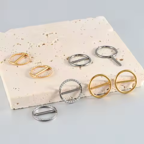 1PC G23 Titanium 14G Circular CZ Clicker Nipple Nasal Septum Round Nipple Ring Barbell Earrings Pier
