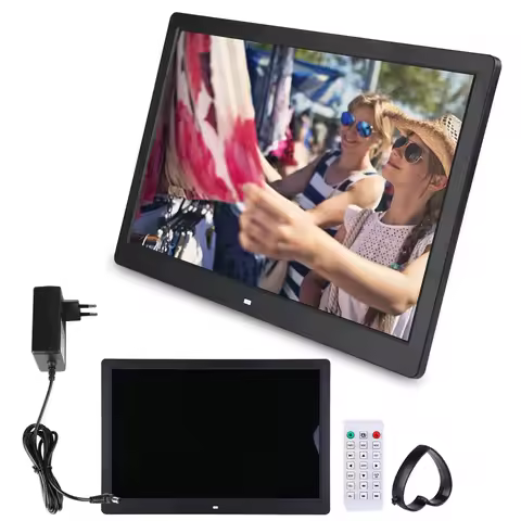 15.4Inch Photo Frame 15.4Inch 1280*800HD Digital Photo Picture Frame Alarm Clock Player Album Remote