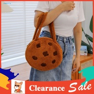 [CHA] High Quality Handbag Lightweight Handbag Fluffy Brown Chocolate Cookie Plush Shoulder Bag for 