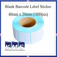 Blank Barcode Label Sticker 40mm x 20mm (1000pcs/roll)