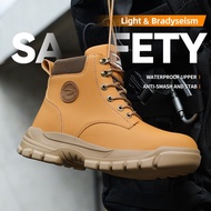 Safety Shoes Safety Boots Oil-Proof Waterproof Wear-Resistant Work Shoes Welder Protective Shoes High-Top Safety Shoes Boots Steel Toe-Proof Martin Boots Anti-Smashing Steel Toe Shoes Stab-Proof Mili