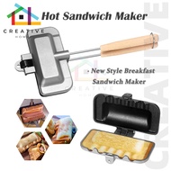 （SG Stock）Sandwich maker pan Toaster maker Sandwich toaster Hotdog sandwich maker Double sided sandwich pan