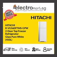 HITACHI R-VG560P7MS-GPW TOP FREEZER FRIDGE 450L - GLASS PURE WHITE