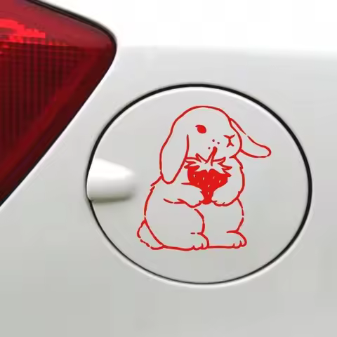 Strawberry Rabbit Bumper Sticker, Car Sticker, Car Decal, Vinyl Car Sticker