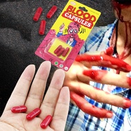 3 Buah/Boks Halloween Pil Darah Palsu Horor Kapsul Vampir Lucu / Mainan Lelucon Halloween Kapsul Pil