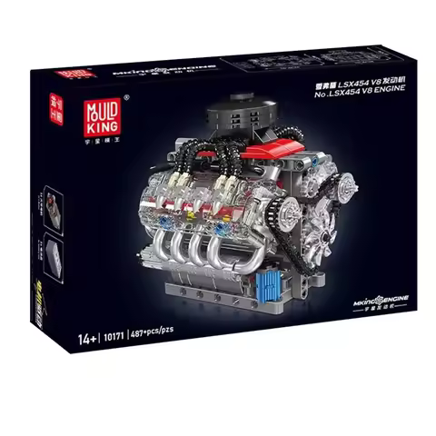 MOULD KING 10171 Technical Motorized LSX454 V8 Engine Building Block Toys Educational Car Bricks Chi