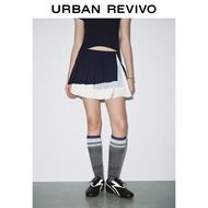 URBAN REVIVOกระโปรงสั้นสำหรับฤดูร้อนฟื้นฟูเมืองสำหรับผู้หญิงชุดกระโปรงเอวสูงทรงเอกระโปรงมีจีบกระโปรง