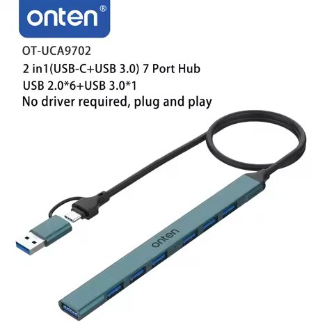 ONTEN 7 In 1 USB 3.0 HUB Type C USB-A Hub Splitter USB 2.0 Port Multi Splitter Expansion Hub for Lap