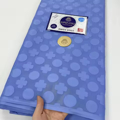 Royal Blue Atiku Fabric For Men 2026 100% Cotton Swiss Voile Lace Switzerland Tissu Nigerian Wedding