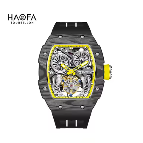 Haofa Double-Spring Drive Flying Automatic Tourbillon Man Watch Mechanical Tourbillon Carbon Fiber M