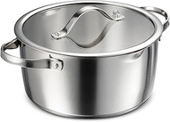 Tramontina Tempo Tri-Ply Base Stainless Steel 5-Quart Dutch Oven Pot with Glass Lid, Induction-Ready