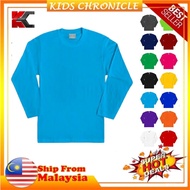 (11 - 14 Tahun)Baju Tshirt Kosong Budak Tangan Lengan Panjang Unisex