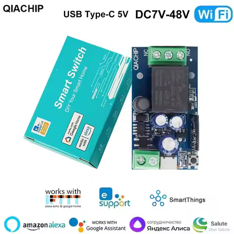 EWelink Smart WiFi Relay Smart Switch DC 5V 12V 24V 48V Wireless Remote Control 1 Way Alexa Google H