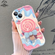 เคส OPPO A57 A58 A38 A18 A78 A98 A77S A55 A96 A15 A16 A94 A54 A95 A93 Reno4F F9Pro A76 A12 A9สีชมพูสำหรับหญิงสาวน่ารักลายการ์ตูนน่ารักน่ารัก Lollipop TPU ป้องกันการตก A3S