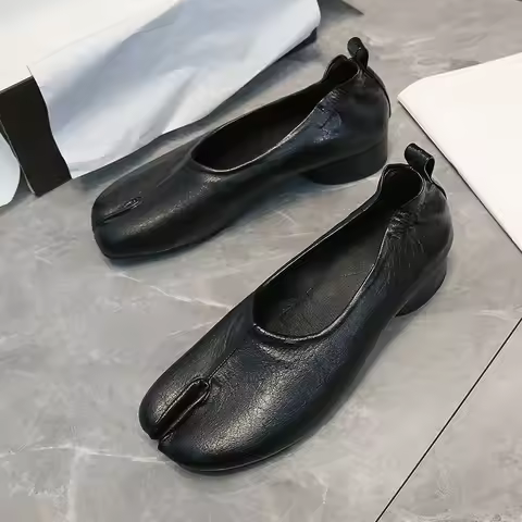 Women 3cm Heel Tabi Shoes Soft Ballet Shoes Slip On Loafers Soft Moccasins Tabi Ninja Casual Shoes M