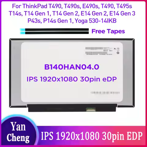 14.0 Laptop LCD Screen B140HAN04.0 For Lenovo ThinkBook T490 T490s T495s P43s T14s P14s T14 Gen 1 E1