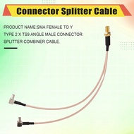 8 inch SMA Female to Y type 2 X TS9 Angle Male Connector Splitter Combiner Cable,gold&silver